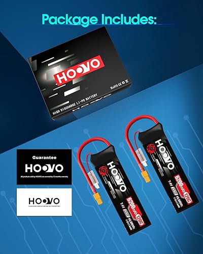 Miniatura 8 de HOOVO Batería Lipo 2S, 7.4 V 6200 mAh 120C RC, funda blanda con enchufe XT60 para coche RC, camión, buggy, rastreador, avión, barco, vehículo RC, 2