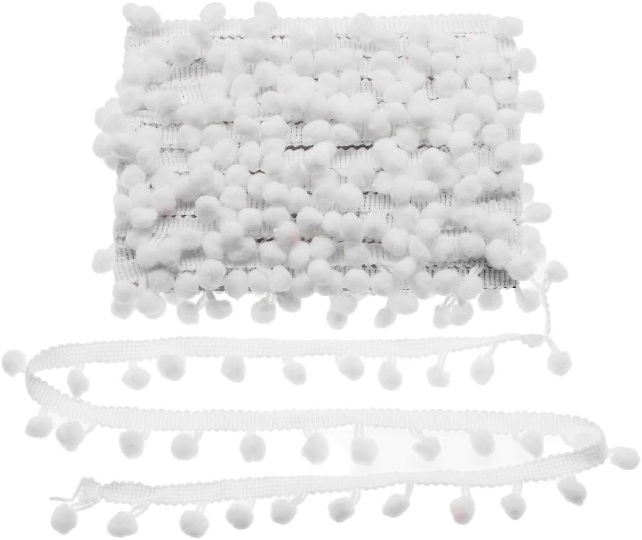 Yalulu20Yards Mini Pom Pom Trim Ball Fringe Ribbon DIY Sewing Accessory Lace Trim for Pillow Curtains Home Decoration (White)