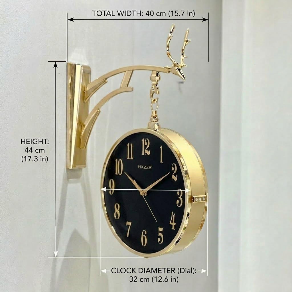 Retro Double-Sided Wall Clock - Elegant Home Decor -4