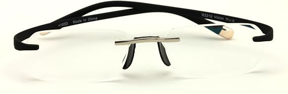 V.W.E Rectangular Rimless Memory Flex Temple Reading Glasses With Anti-reflective AR Coating