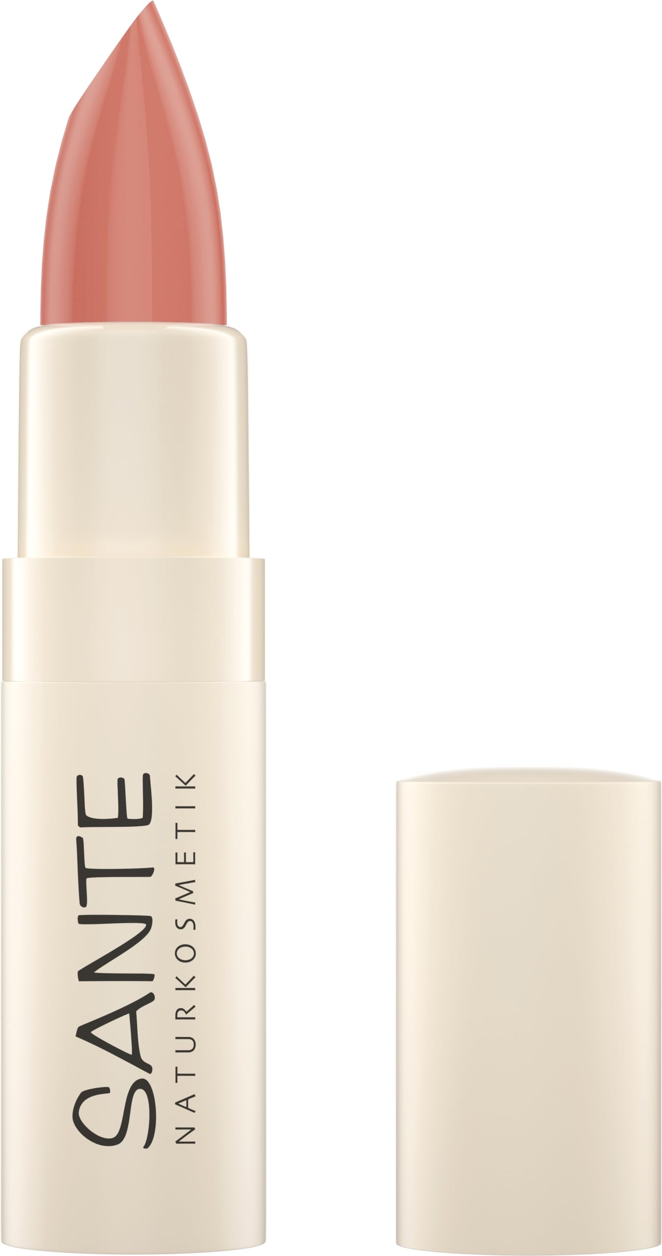 SANTE Naturkosmetik Moisture Lipstick 02 Coral Glaze, Nourishing Lipstick with Hyaluron, Plump Effect and Sepilift, Lip Care for Smooth and Delicately Shiny Lips in Coral Pink, 4.5 g