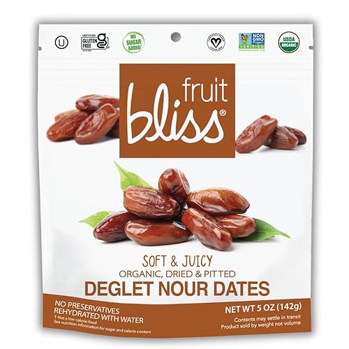 Fruit Bliss Organic Deglet Nour Dates, 5 onzas - 6 por caja.