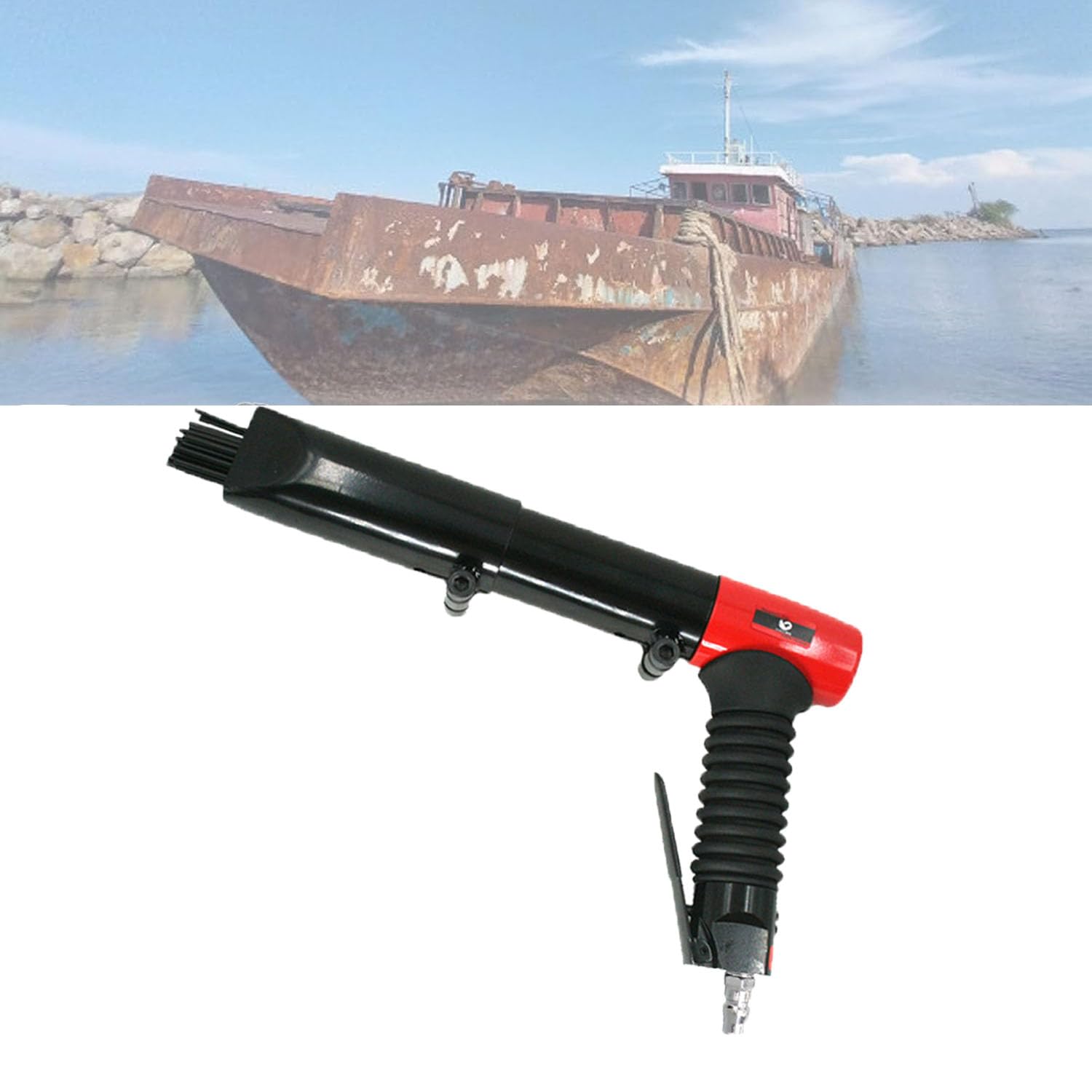 Escalador de aguja neumático, herramienta de eliminación de óxido de mano, frecuencia de choque de 5000 rpm, carrera de pistón de 35 mm, eficiente con agujas de acero reemplazables para superficies