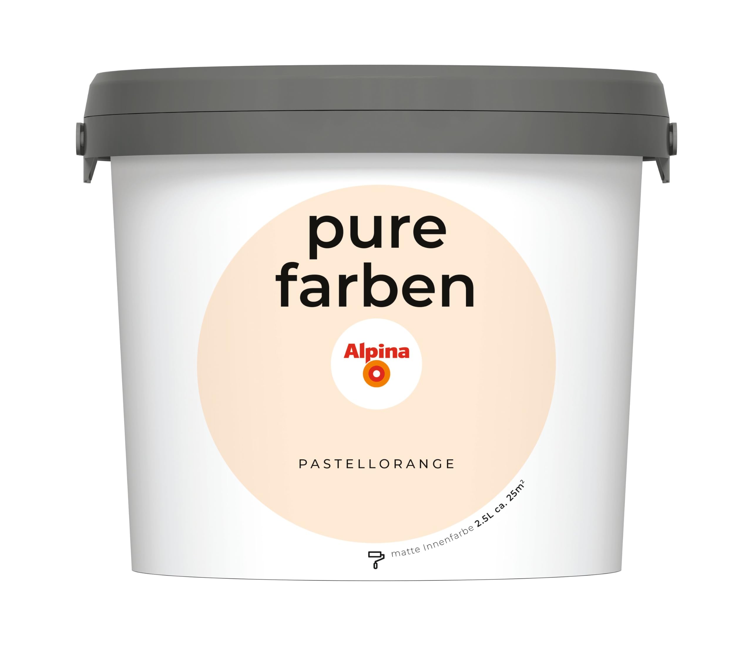 Alpina pure farben Wandfarbe – Pastellorange – Innenfarbe – 2,5 Liter