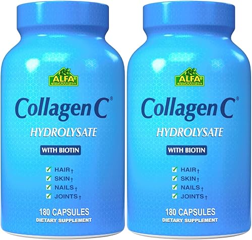 ALFA VITAMINS CollagenC - Cápsulas de hidrolizado de colágeno Suplemento nutricional antienvejecimiento para rejuvenecimiento de piel, uñas y