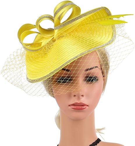 Miniatura 6 de Beaupretty Tocado con diadema Tocado tocado para mujeres y niñas, diadema de malla de velo, sombrero de fiesta de té