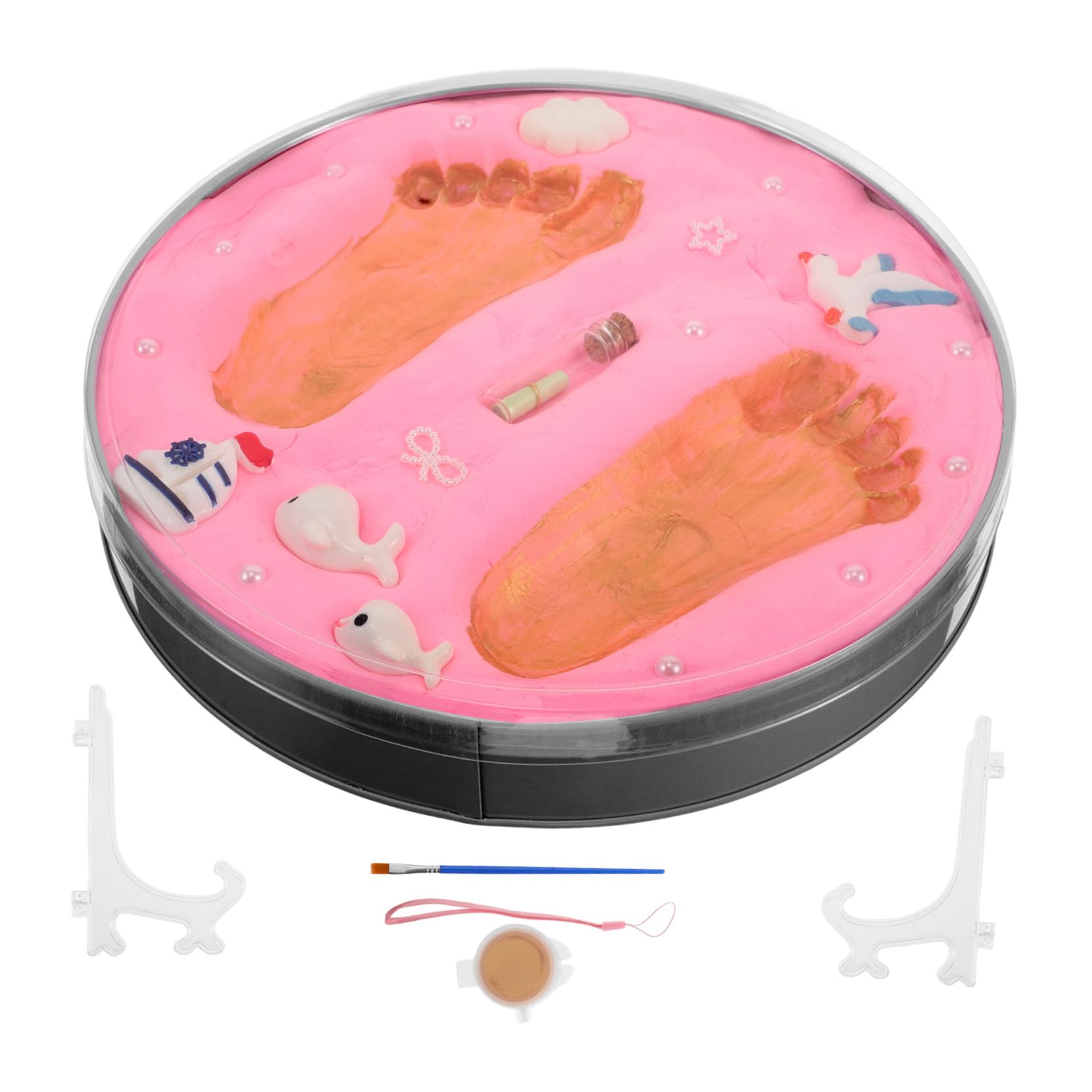 TOYANDONA Kit de Huellas de Manos y Pies Fácil de Usar para Ñiño Recién Nacido, Arcilla Rosa Recuerdo para Baby Shower y Regalos