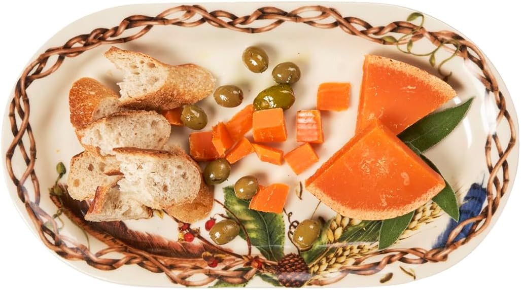 Forest Walk Elliptical Ceramic Platter with Graphic Detail