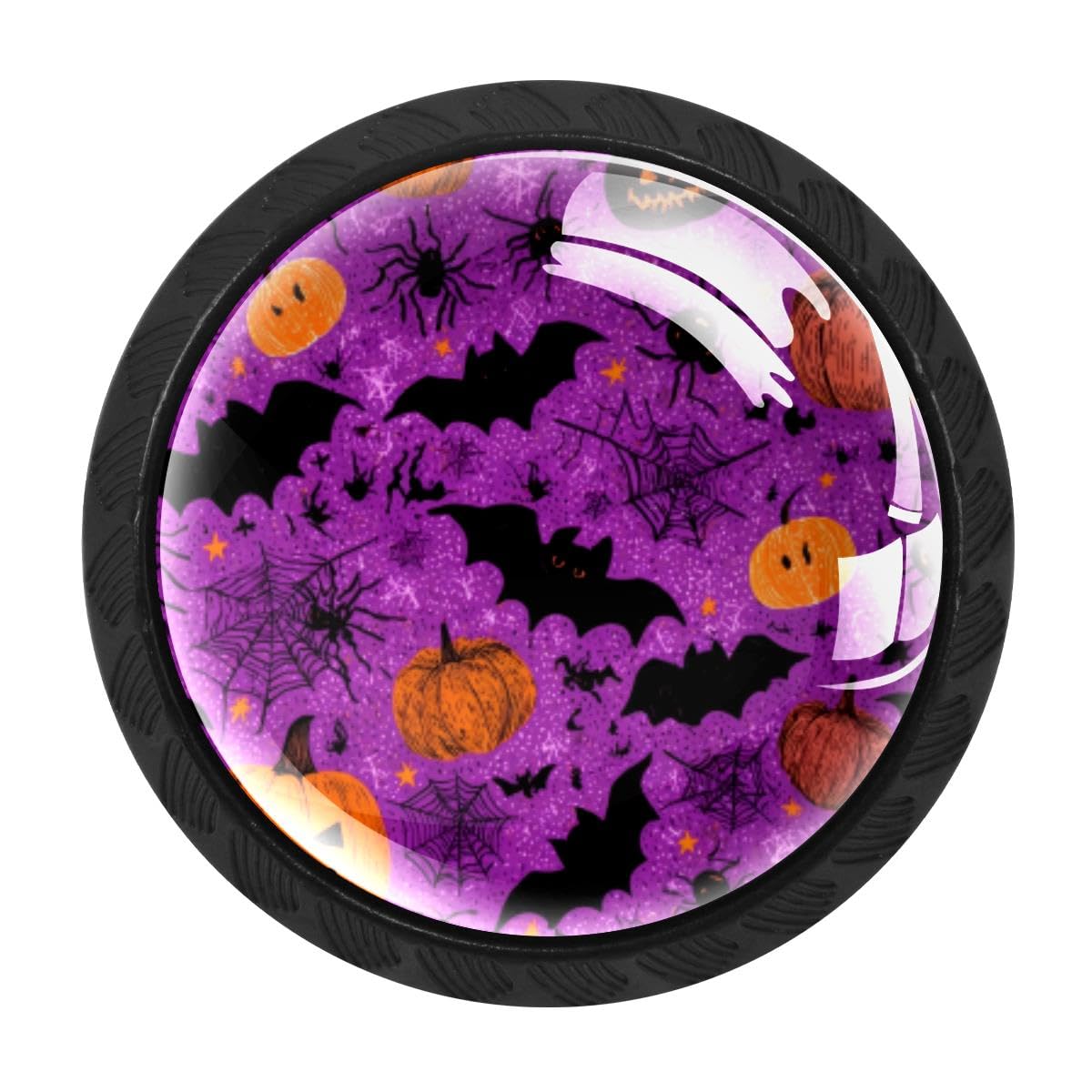 4 PCS Cabinet Knobs, Halloween Pumpkin Bats Drawer Knobs Dresser Handles