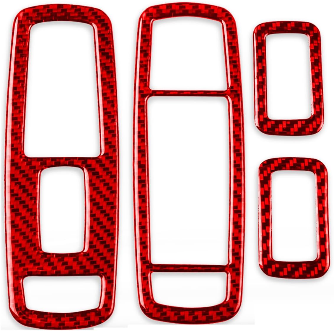 Real 3K Red Carbon Fiber Car Window Lift Switch Panel Control Button Cover Decoration Trim Sticker Compatible with Jeep Grand Cherokee WK2 2011-2021 Auto Interior Accessories
