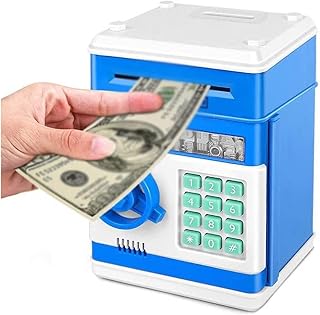 Cash Box Electronic Piggy Bank ATM Password Money Box Cash Coins Saving Box ATM Bank Safe Box Automatic Deposit Banknote for Stores, Businesses