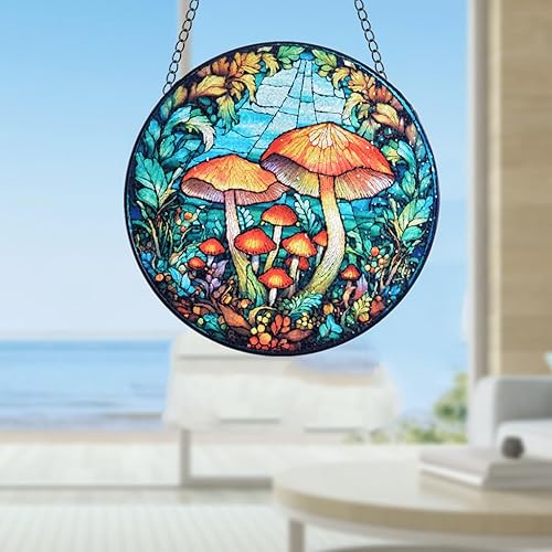 Miniatura 3 de HOTIYOK Vidrieras colgantes de hongos para jardín, diseño de bosque natural para decoración de interiores de cocina, regalos para mujeres, abuela,