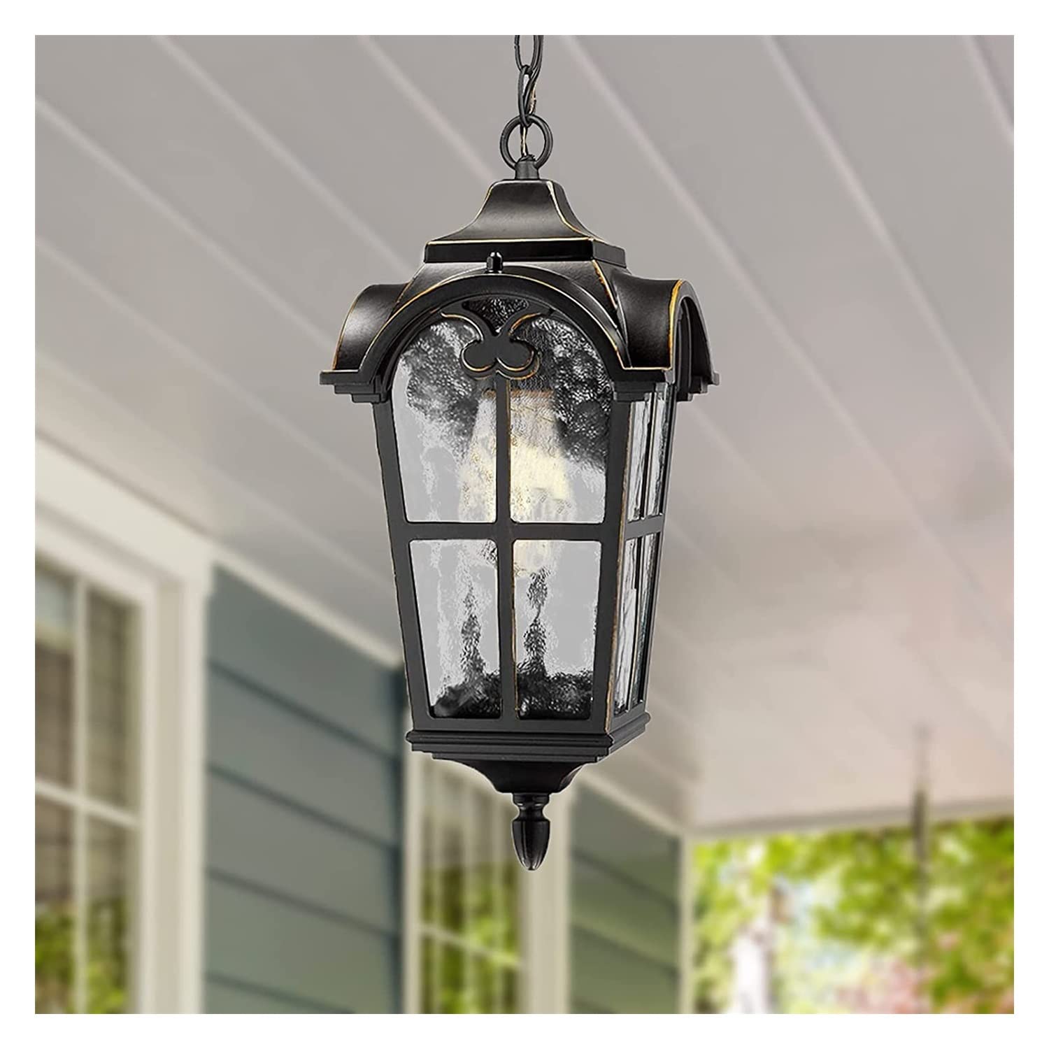 LYMSXAZOU Modern Chandelier Retro Outdoor Pendant Lamp Vintage Exterior Hanging Lantern Ceiling Light for Courtyard Corridor Porch Balcony Garden