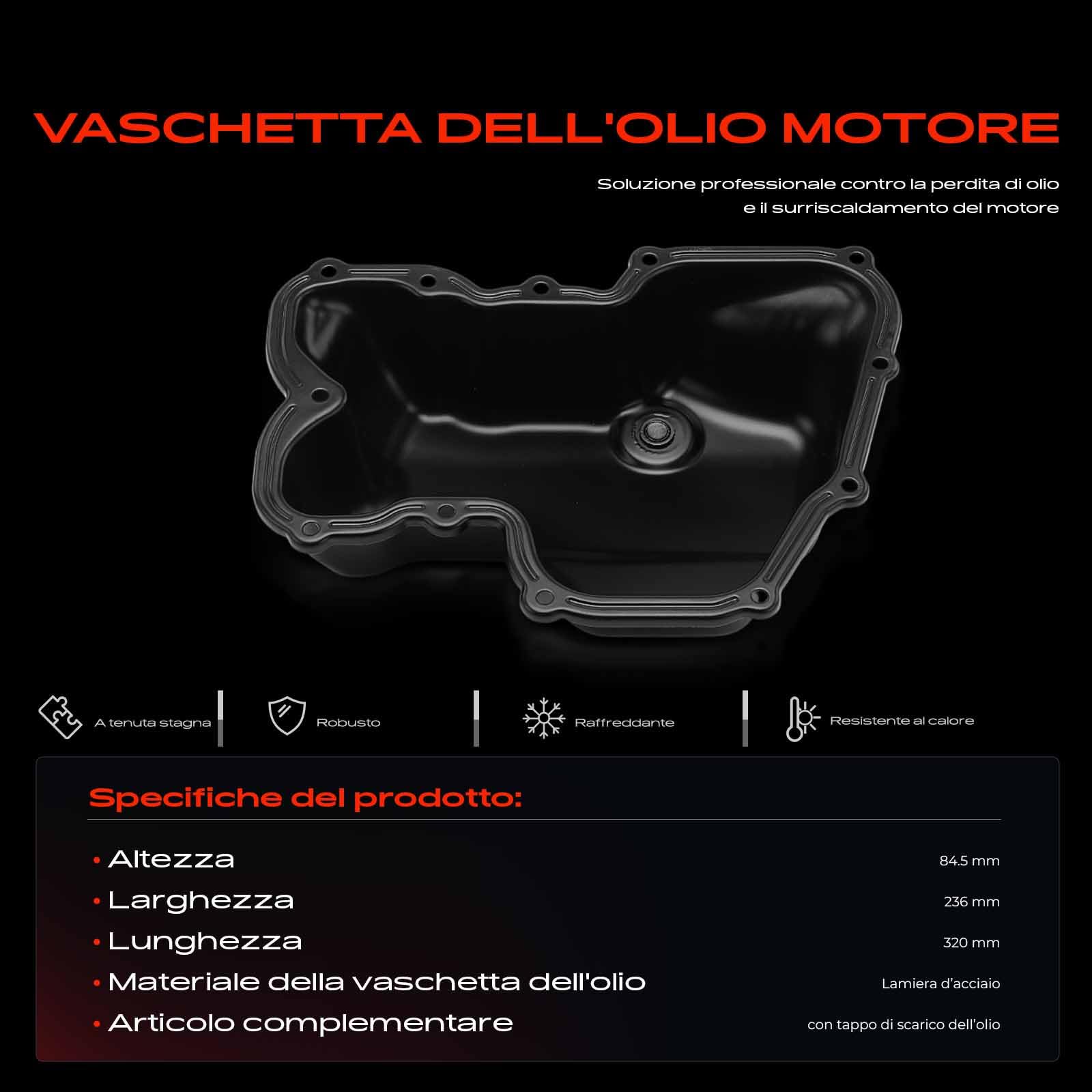 Frankberg Coppa dell'olio 5713098 | Compatibile con: 500 312, Qubo 225, Pianale/telaio Doblo 263, Tipo Estate 356 357, Doblo MPV 263, 500X 334, 312 319, Giusto