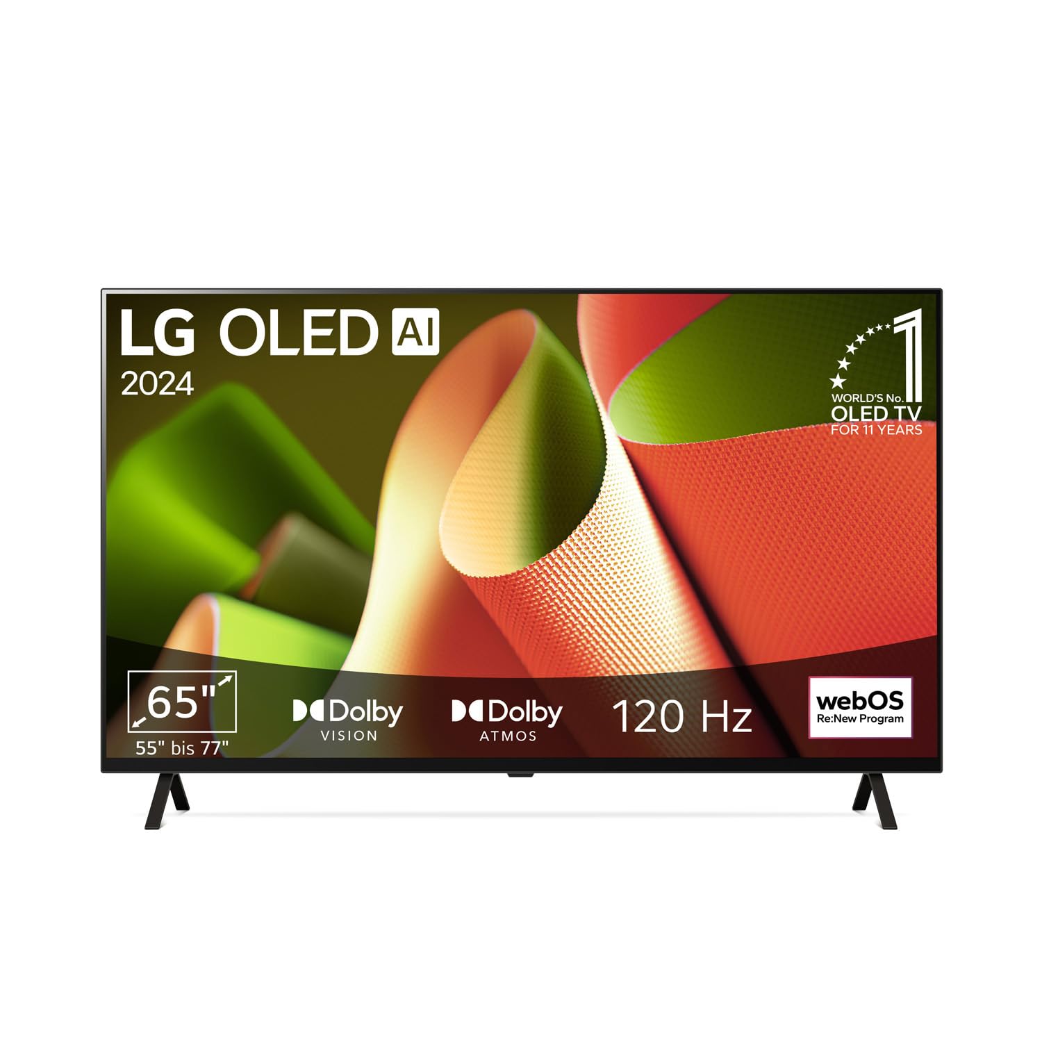 LG OLED65B4ELA TV 165 cm (65 Zoll) OLED Fernseher (α8 4K AI-Prozessor, webOS 24, Dolby Vision, bis zu 120Hz) [Modelljahr 2024]