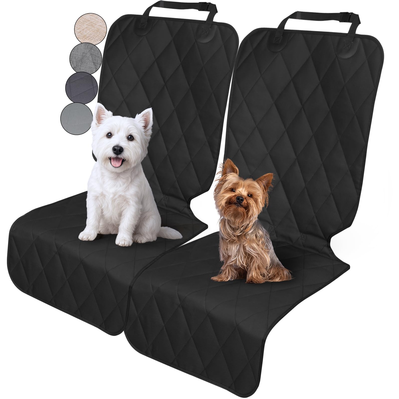 VIVAGLORY Dog Front Seat Cover Seatflex Car Seat Protector for Dog, Car Cover for Pet, Front Single Bucket Captain Chair Protector, Large, Black,
