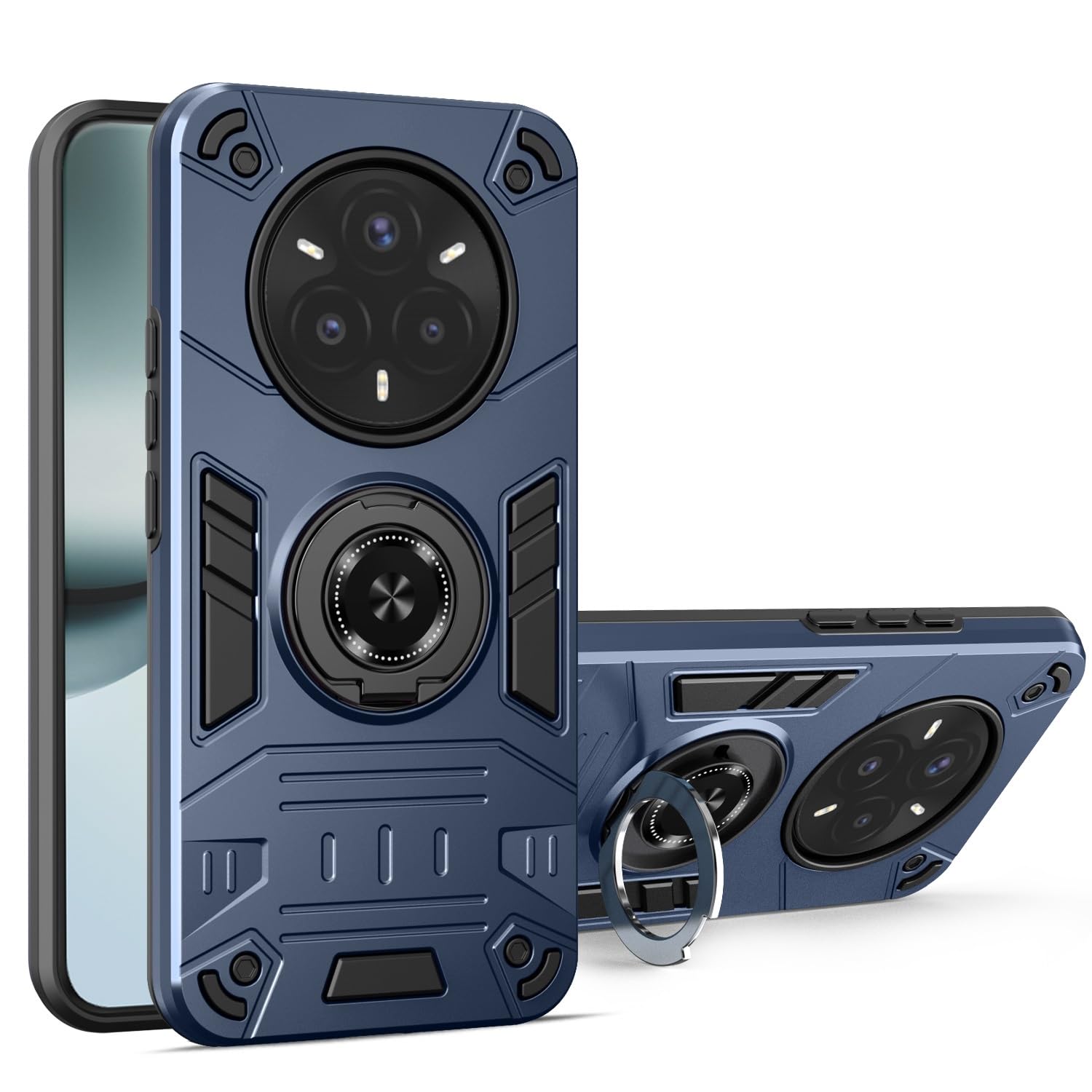 for Oppo Realme 14 Pro Plus 5G/Realme P3 Pro Phone Case Full Protective Case Military Grade Dual Layer Shockproof Cover Rugged Protection Cover with Kickstand(Blue)