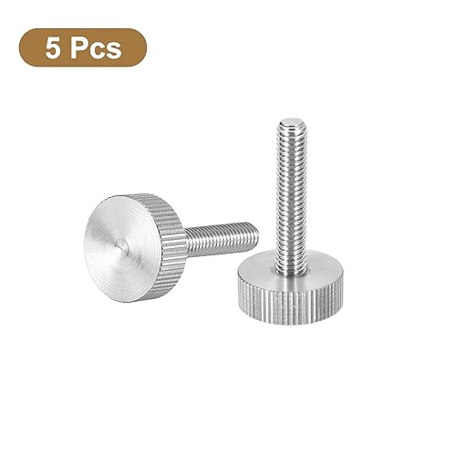 Miniatura 59 de uxcell Tornillos moleteados M3x10mm, 5 piezas de acero inoxidable 304 con cabeza moleteada plana totalmente roscada, tornillos de pulgar, pernos