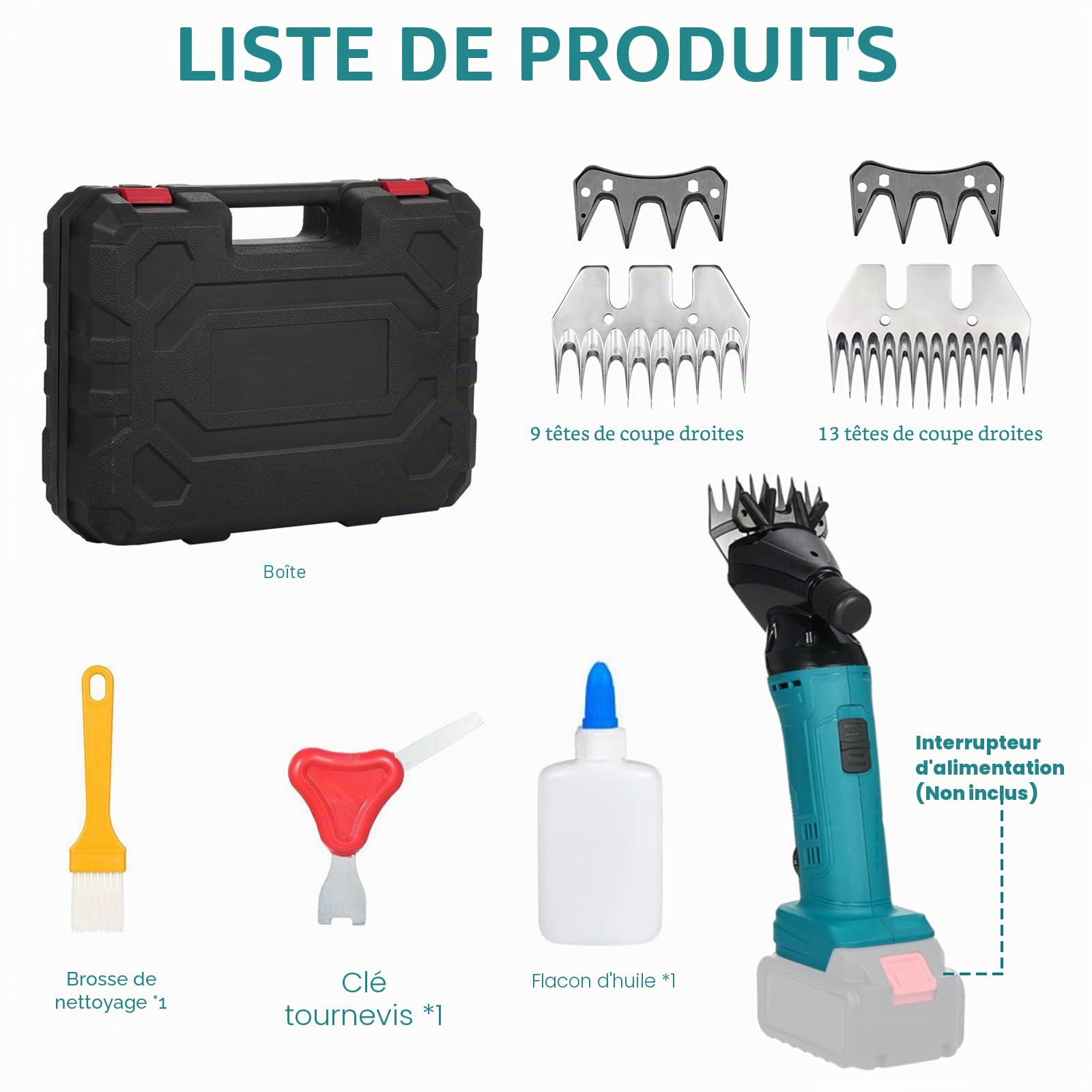 Tondeuse pour Moutons,Tondeuse Électrique 2400RPM Compatible avec Makita18V | Tondeuseà 6 Vitesses avec 2 Lames, TondeuseÉlectrique pour Moutons et Chèvres (SANS Batterie)