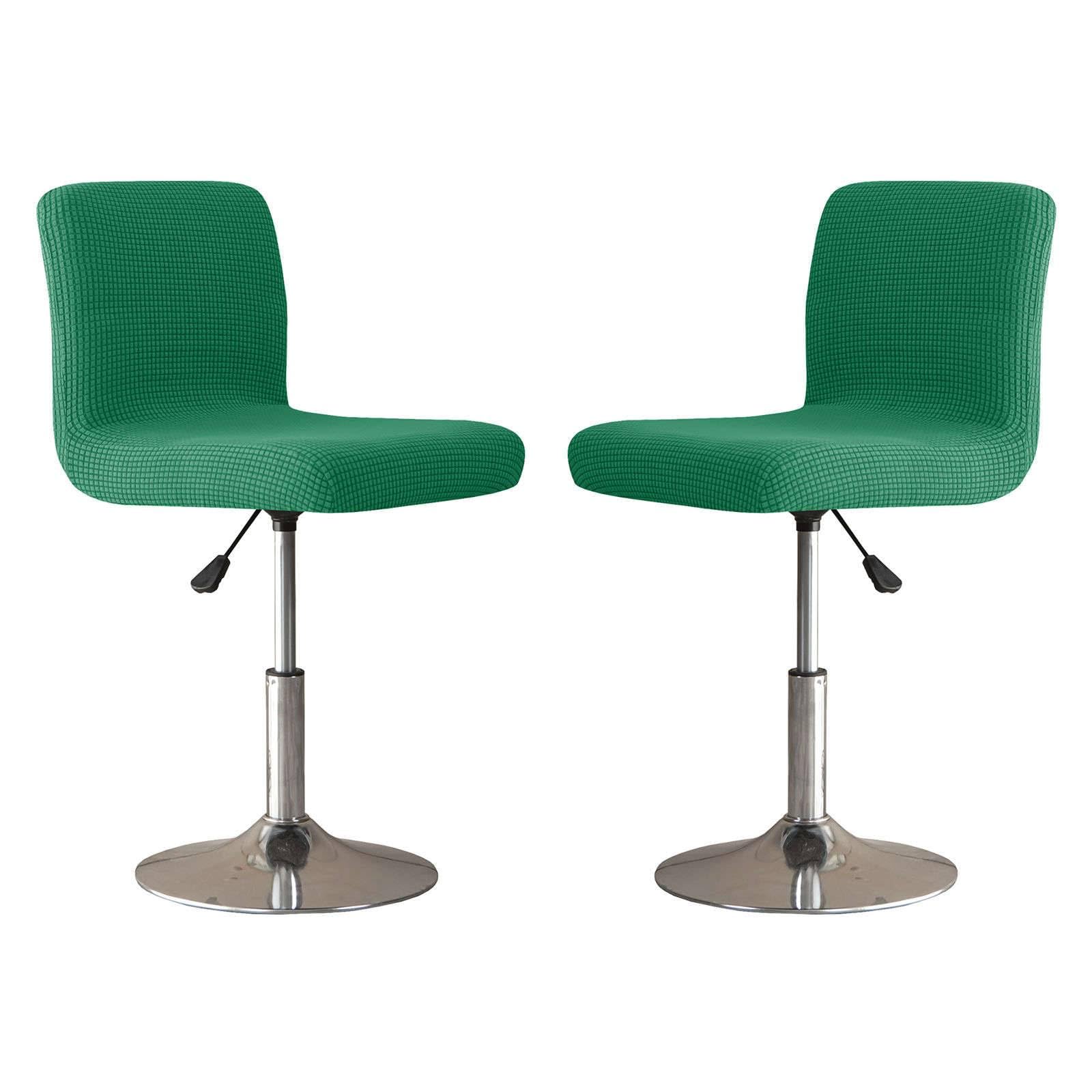 JHLD Stretch Bar Stool Covers, Soft Spandex Bar Stool Covers With Backs Plaid Dining Chair Covers With Elastic Bottom Machine Washable-dark green-set of 2