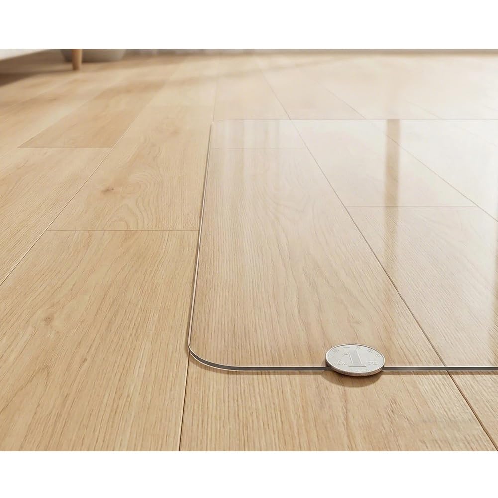 Tappeto protettivo in vinile trasparente, 1,8 m/2,4 m/3,7 m/3,7 m/6,1 m, tappetino per pavimenti in legno duro, facile da pulire, in PVC, ideale per casa e ufficio