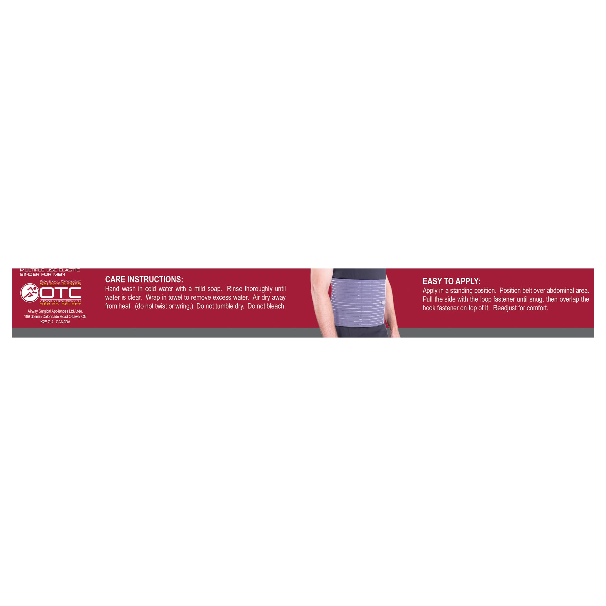 OTC Abdominal Binder for Men, Ribbed Elastic Compression, Select Series