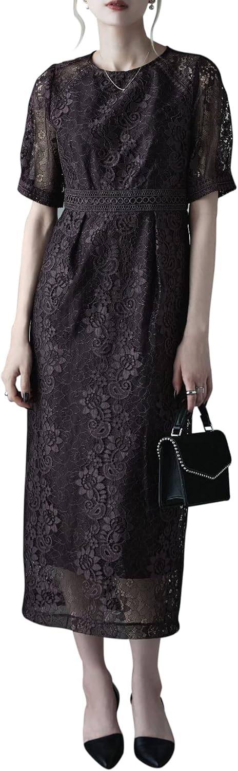 Amazon.co.jp: etoll Cocoon Sleeve Lace Tight Dress, Dress