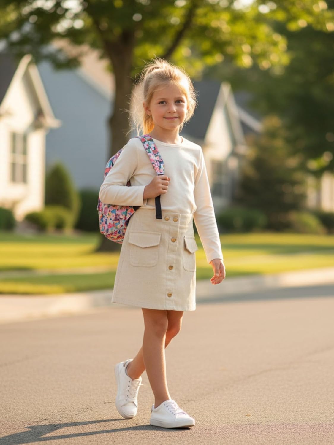 WELAKEN Girls and Toddler's Corduroy Short Mini Skirt with Pockets - Image 2