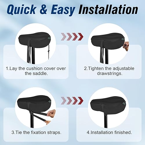 Miniatura 7 de Zacro Cojín de asiento de bicicleta, funda acolchada de gel para asiento de bicicleta para hombres y mujeres, cómodo, asiento de bicicleta extra