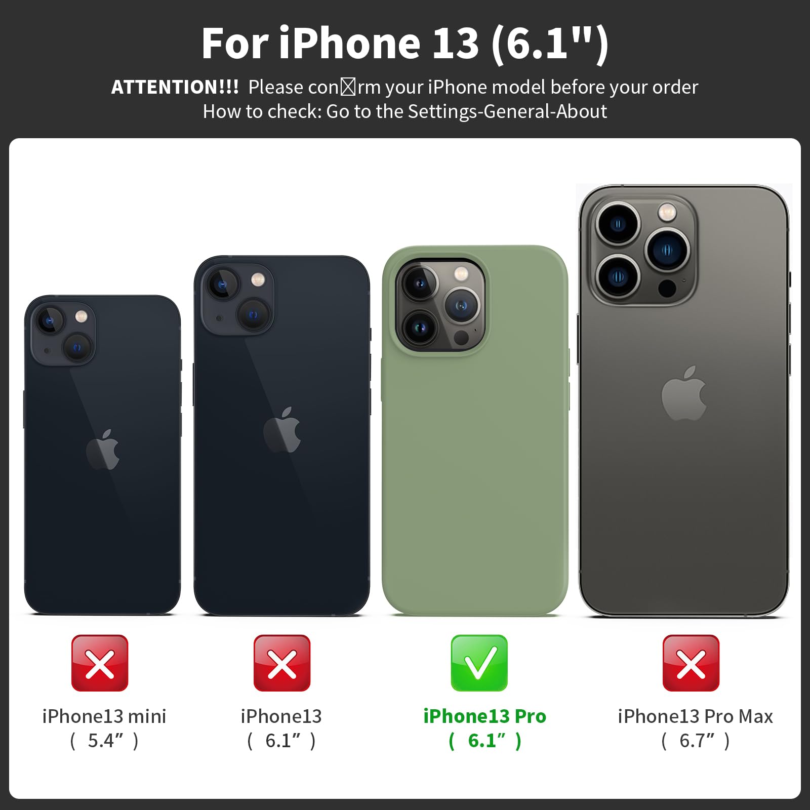 TIIXXE Silicone Case Compatible with iPhone 13 PRO Case Soft Ultra Slim Protective Shockproof Liquid Silicone Phone Case,Anti-Scratch Microfiber Lining - Image 2