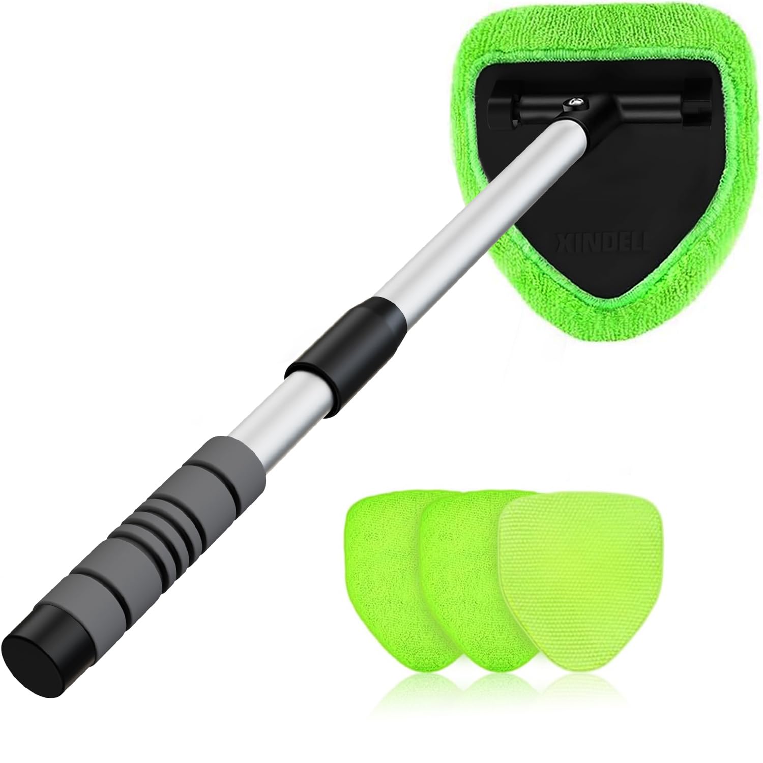 XINDELL 24-inch Windshield Cleaner Tool – Upgrade Large Head Car Interior&Exterior Window Cleaning Kit with Extendable Handle & 4 Microfiber Pads, Auto Wiper Brush for Car, Trucks, SUVs, RVs & Home