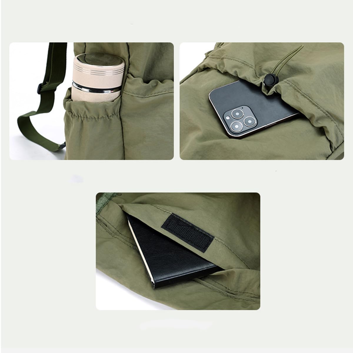 Mochila plegable con cordón de 20 L, saco ligero para viajes, compras y gimnasio (resistente al agua) — view 7