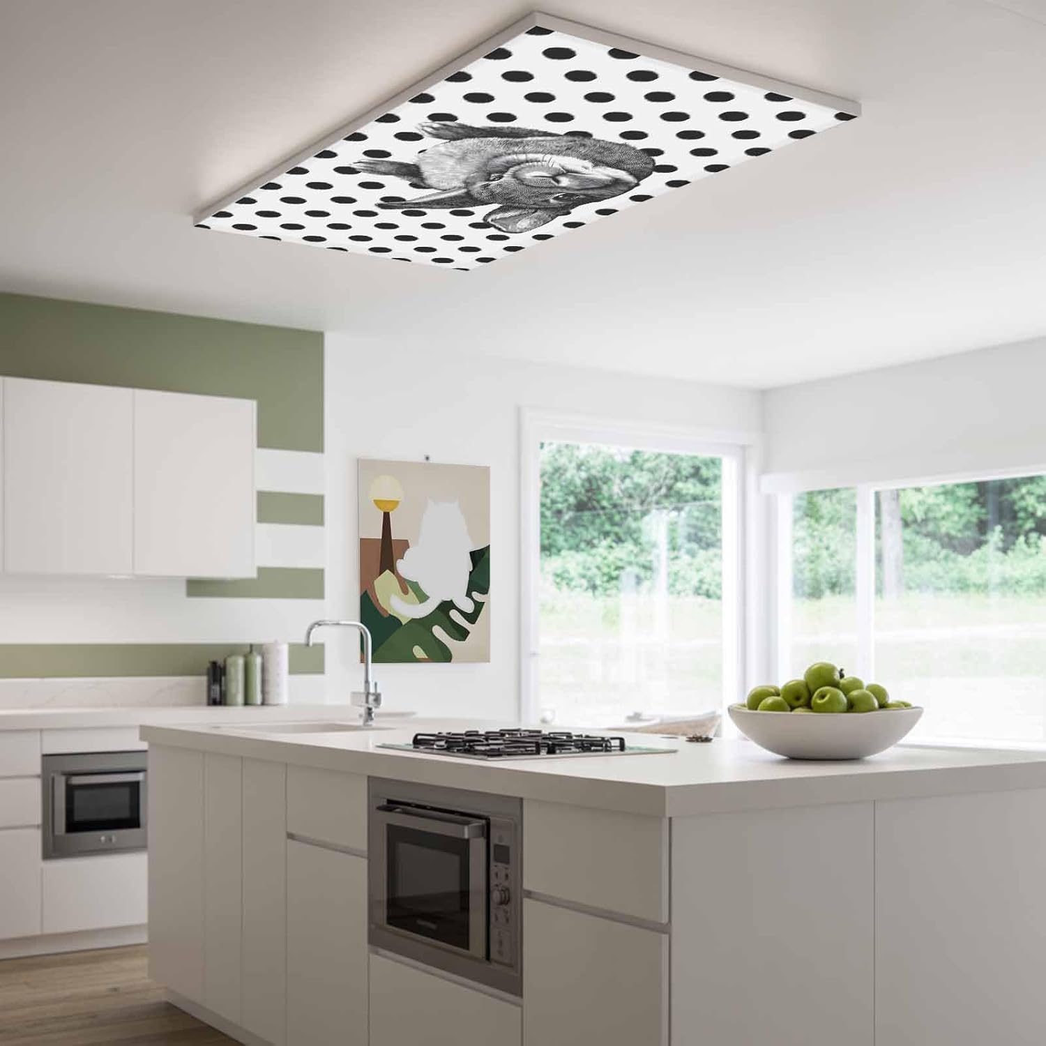 2x4 ft Fluorescent Light Cover for Ceiling Farmhouse Easter Rabbit Magnetic Light Filters, Spring Animal Polka Dot Ceiling Lampshades for Home School Office 4Pcs