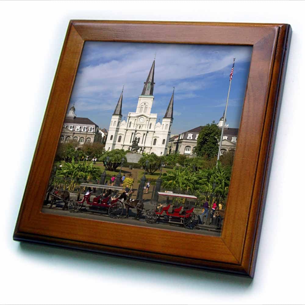 3dRose St. Louis Cathedral, New Orleans, Louisiana-US19 DFR0091-David R. Frazier-Framed Tile, 8 by 8-inch (ft_90466_1)