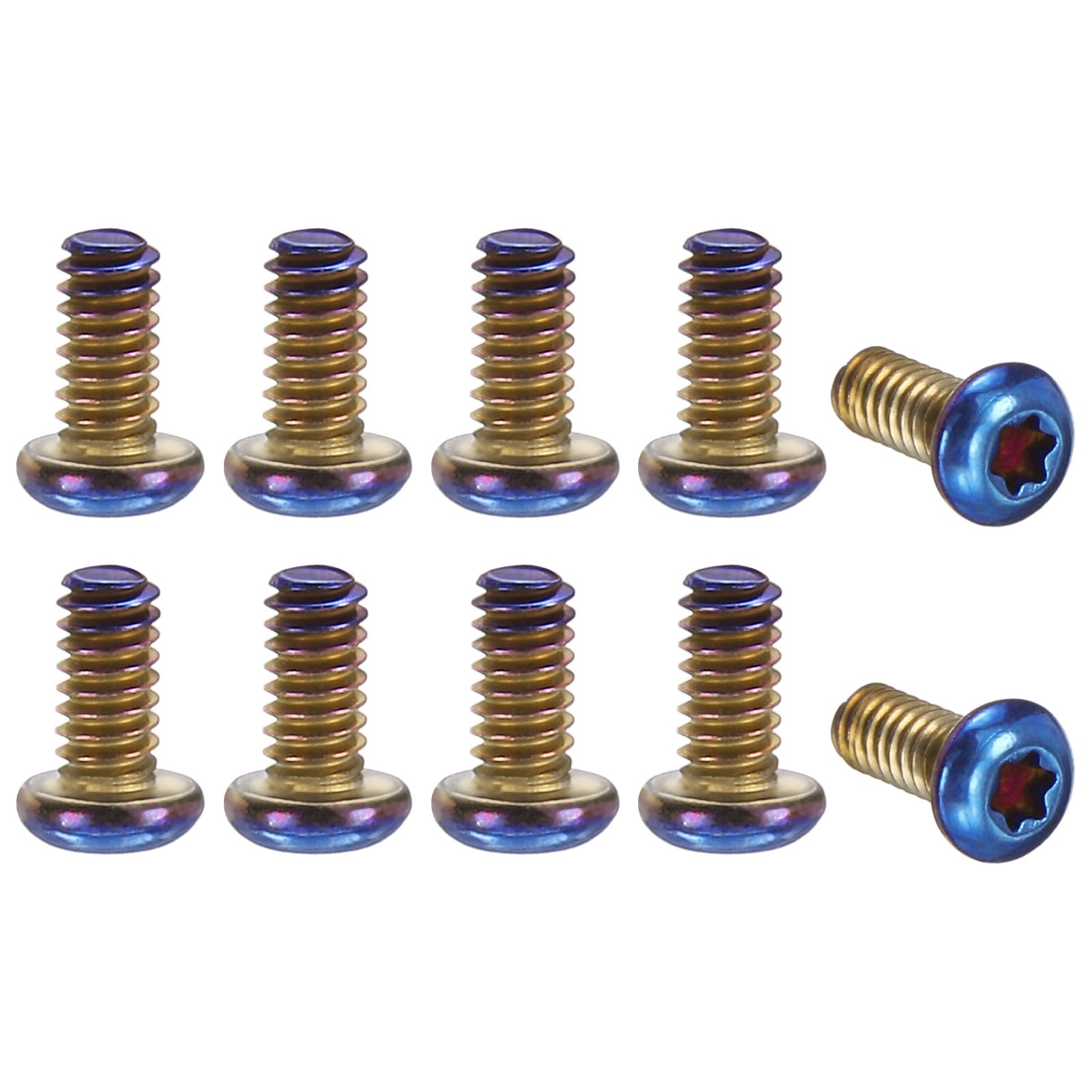 sourcing map 10pcs Pocket Clip Screws T6 Torx Head 2-56UCN 4.5mm Thread Length Folding Knife Fasteners Stainless Steel Electroplated Shaft Pivot Pins Screws for Blade Fixing, Blue — image 1