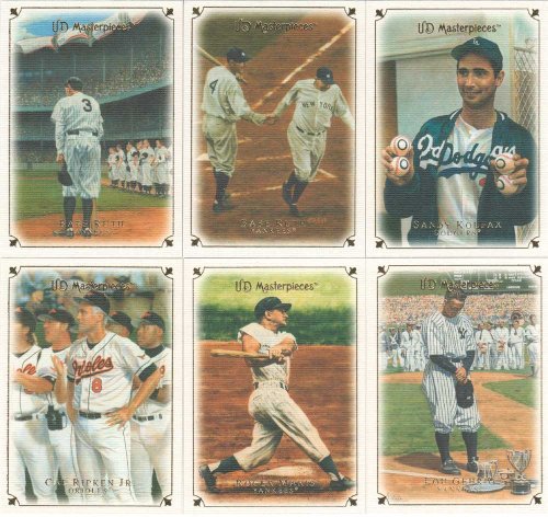 2007 Upper Deck UD Masterpieces Baseball Series Complete Mint Hand Collated Basic 90 Card Set Loaded with Stars Including 3 Babe Ruth Cards