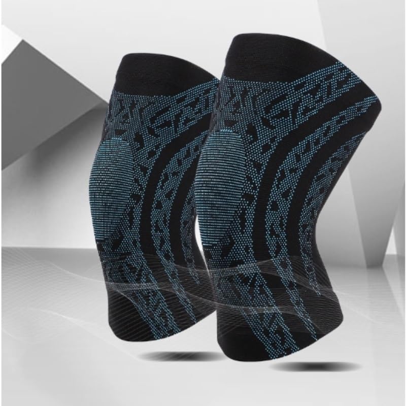 Exercise, protection Knitted Nylon Sports Knee Pads Four-sided Stretch Breathable Sweat-absorbent Silicone Running for Fitness, cycling, running, playing football(Blue,Medium)
