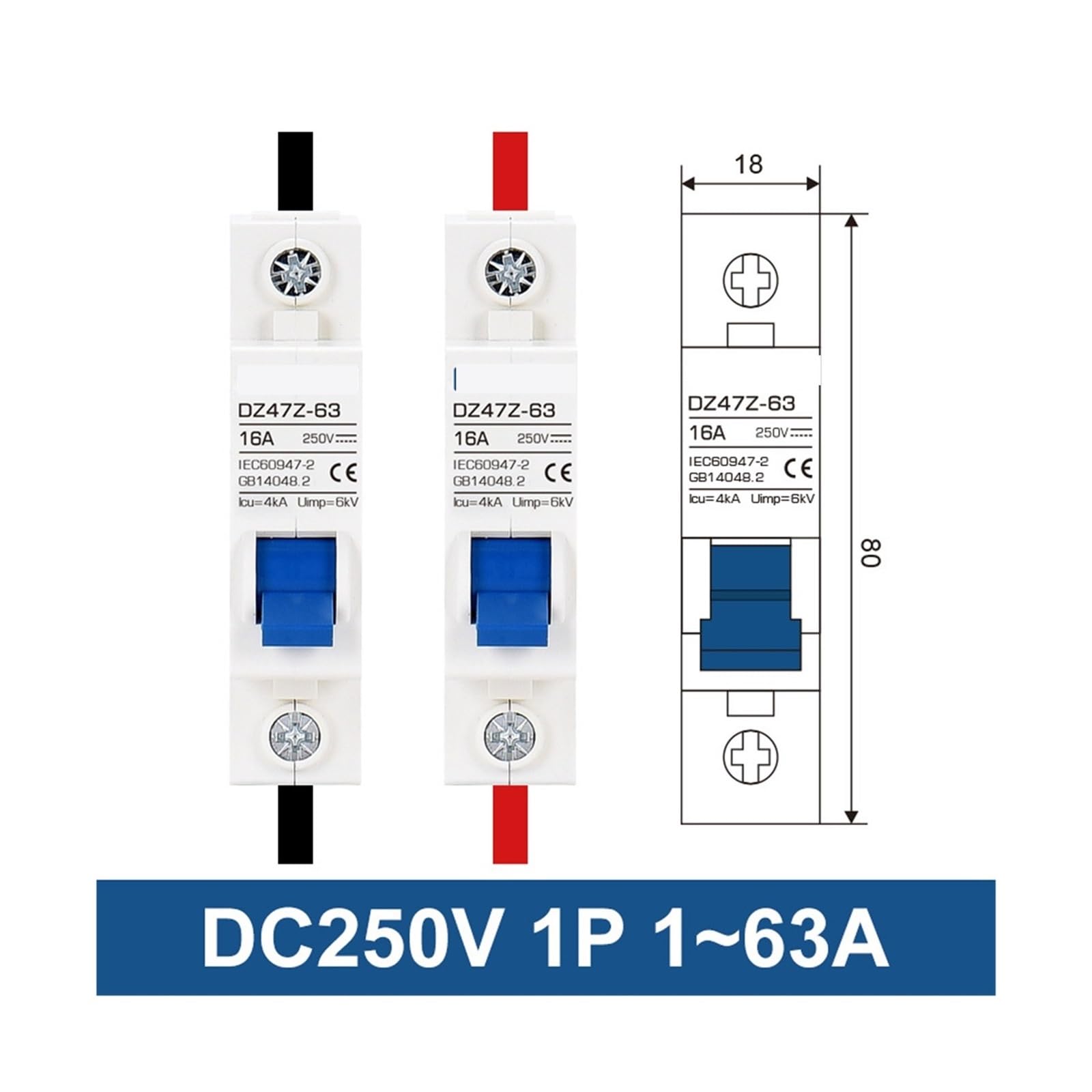 Interruttore Automatico Fotovoltaico DC Sezionatore MCB DC250V 500V 1000V 16A 32A 40A 50A 63A 80A 100A 125A