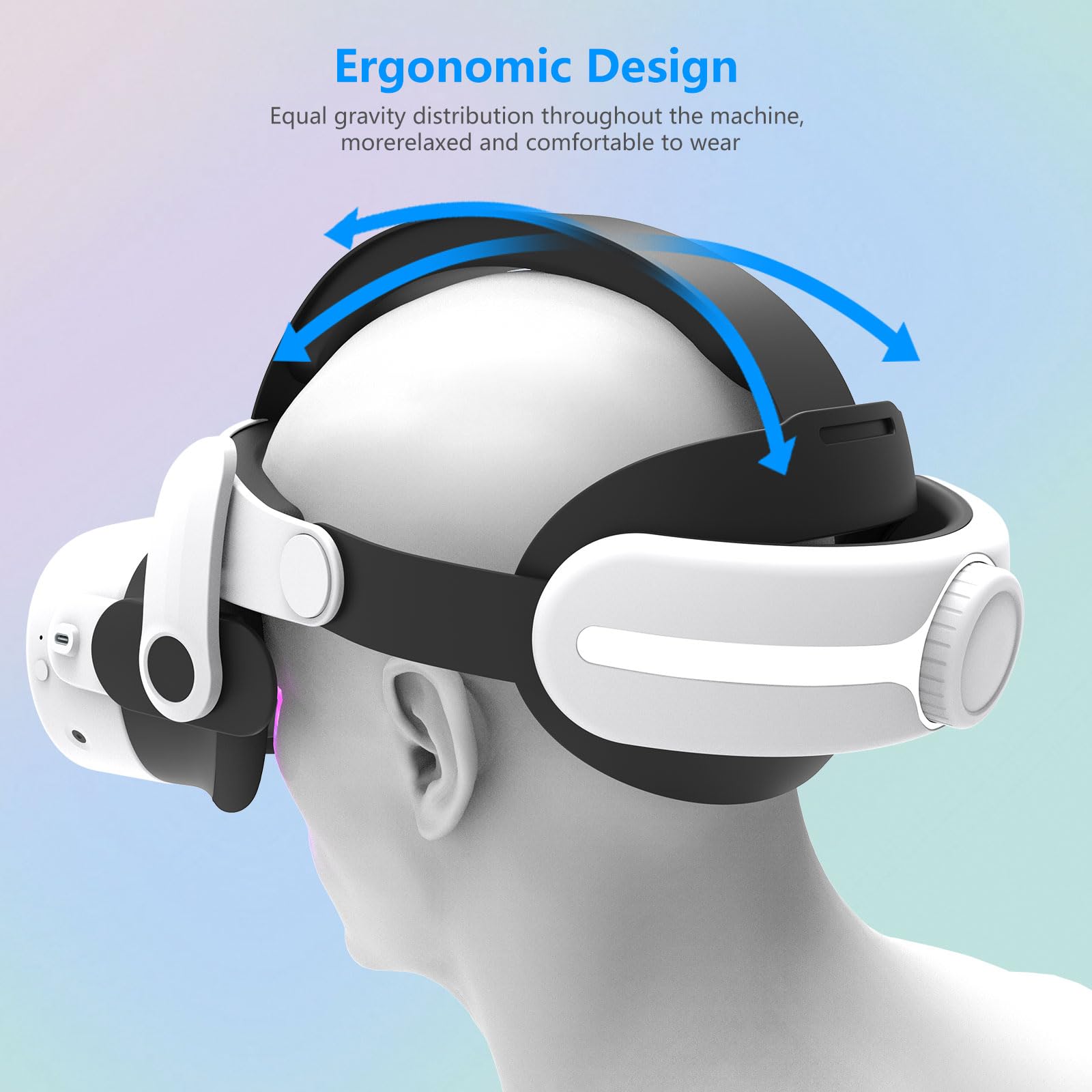 MLemonVR Head Strap Accessories for Meta Oculus Quest 3/3S Non-Battery Soft and Comfortable, Enhanced Balance, Adjustable Elastic Band (White)