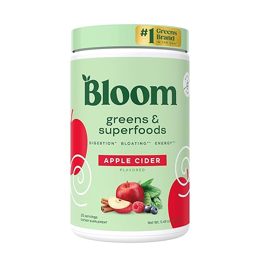 Bloom Nutrition Green Superfood | Super Greens Powder Juice & Smoothie Mix | Complete Whole Foods (Organic Spirulina, Chlorella, Wheat Grass), Probiotics, Digestive Enzymes, & Antioxidants (Citrus)