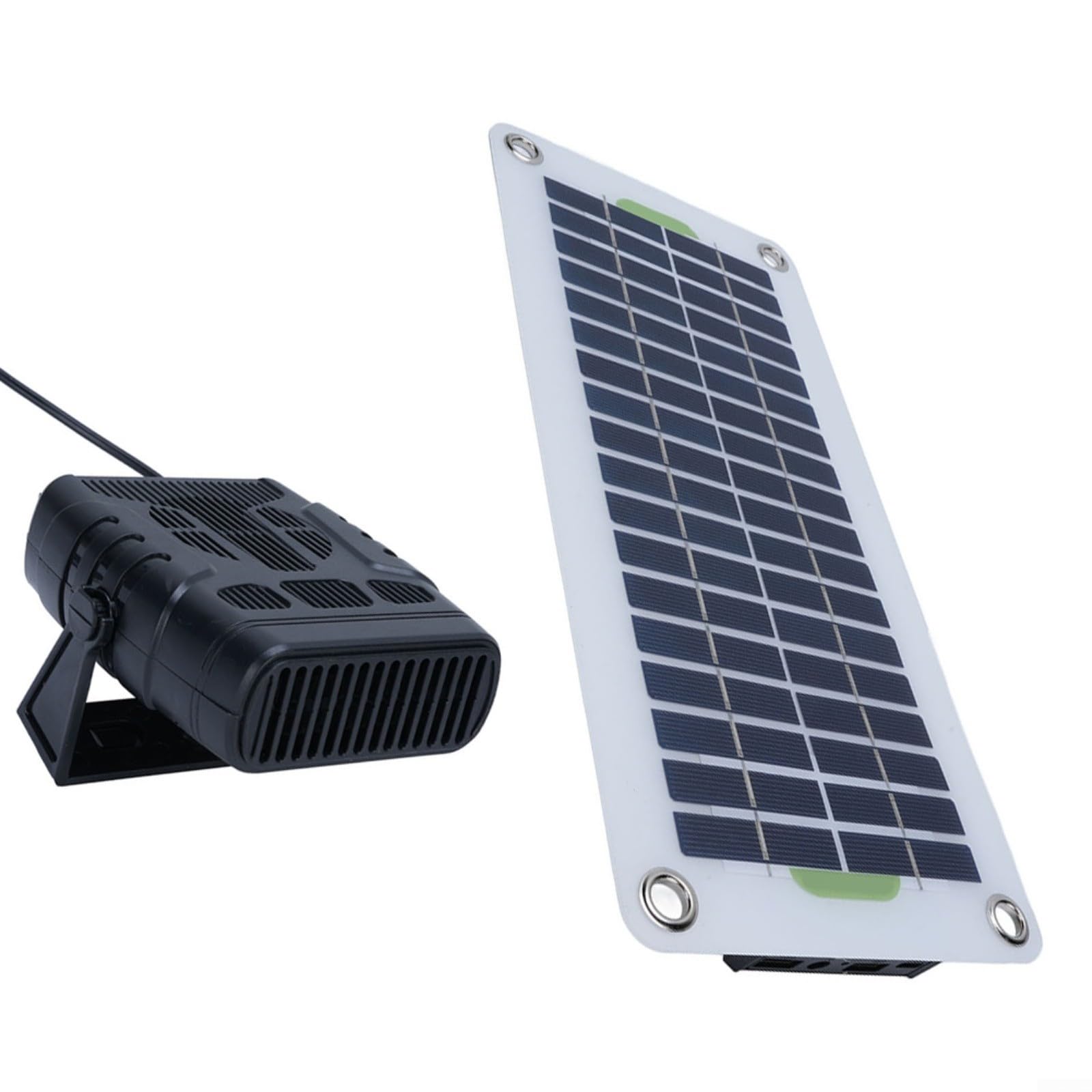 Termoventilatore solare portatile 30W 12V con pannello in silicio cristallino per auto e campeggio, ventilatore ad aria calda compatto per esterni