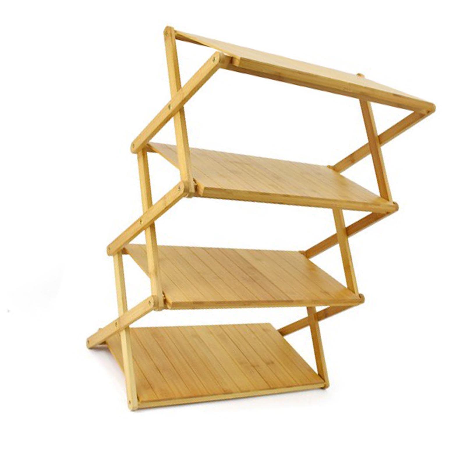 Scaffale pieghevole in legno da campeggio, ecologico, facile da trasportare, salvaspazio, 4 strati, potente portante