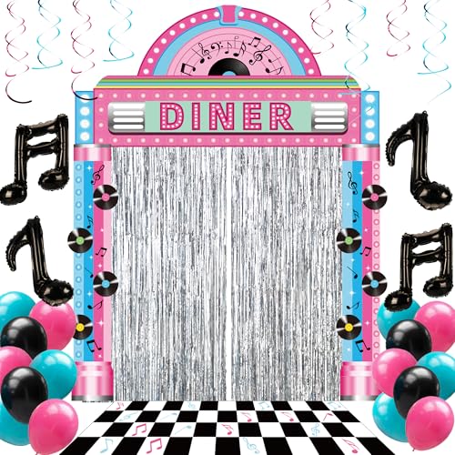 31 Pcs 50s Party Decorations Rock and Roll Sock Hop Birthday Party Supplies
