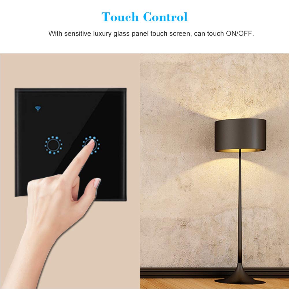 Smart Light Switch, Smart Home WiFi Wireless Panel Touch Wall Light Remote Control Switch Works with Alexa and Google Home - Image 3