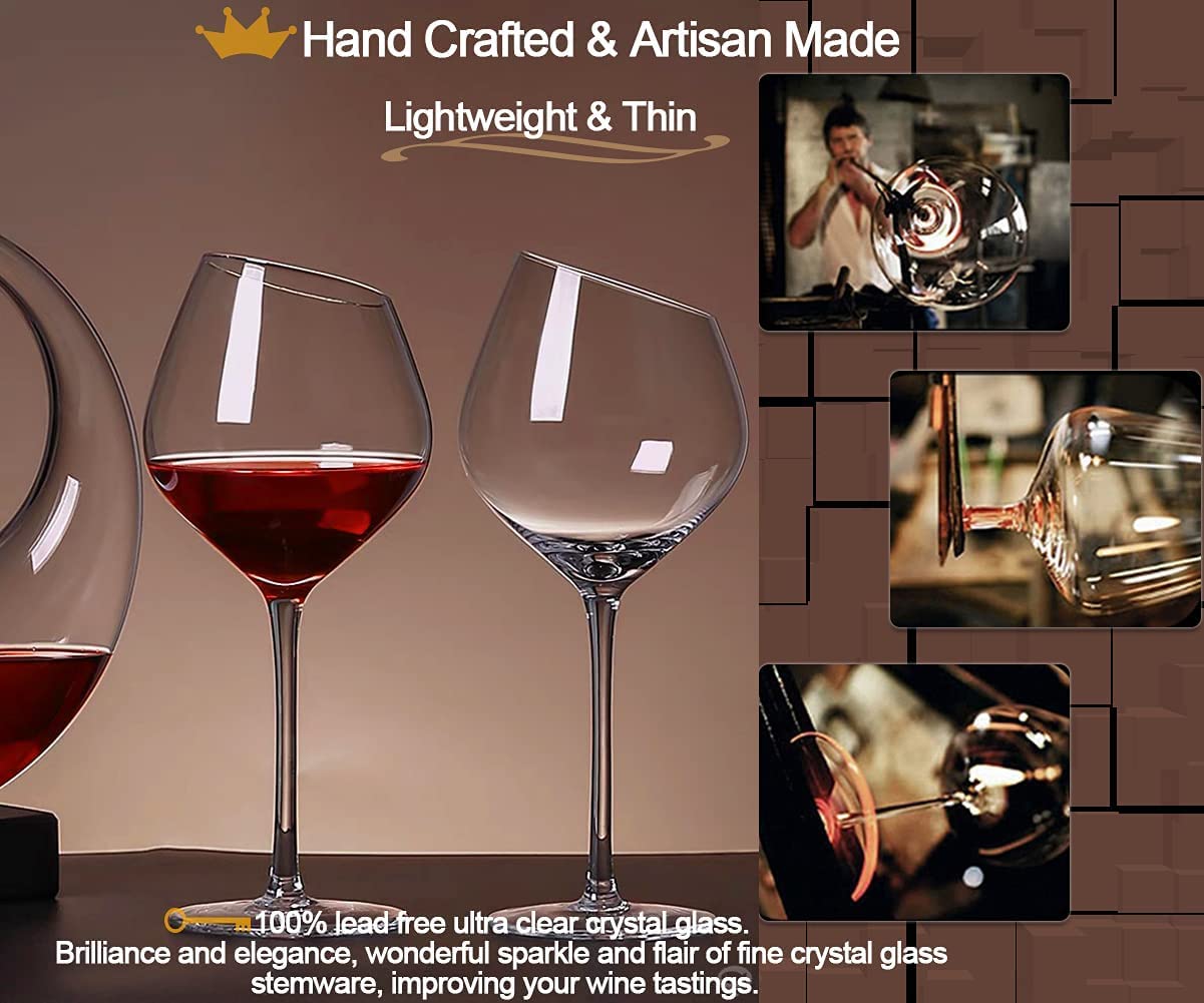 Crystal Clear Wine Glasses - G Logo Red & White Set -3