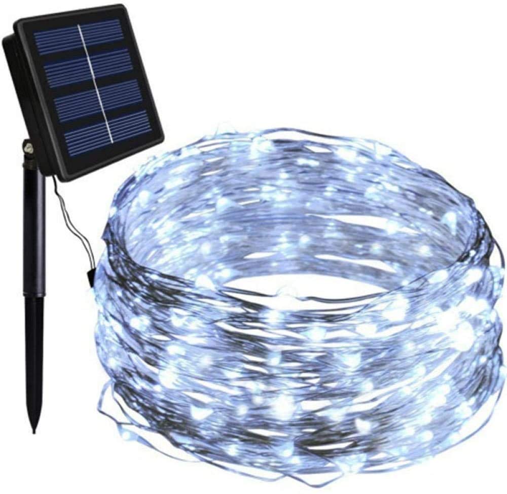 Outdoor Solar Light, Outdoor Indoor LED Copper Wire String, Water-Proof Watercolor String, with Landscape Garden Lighting-Warm White 20 Meters 200 Lights (Size : Zhengbai)