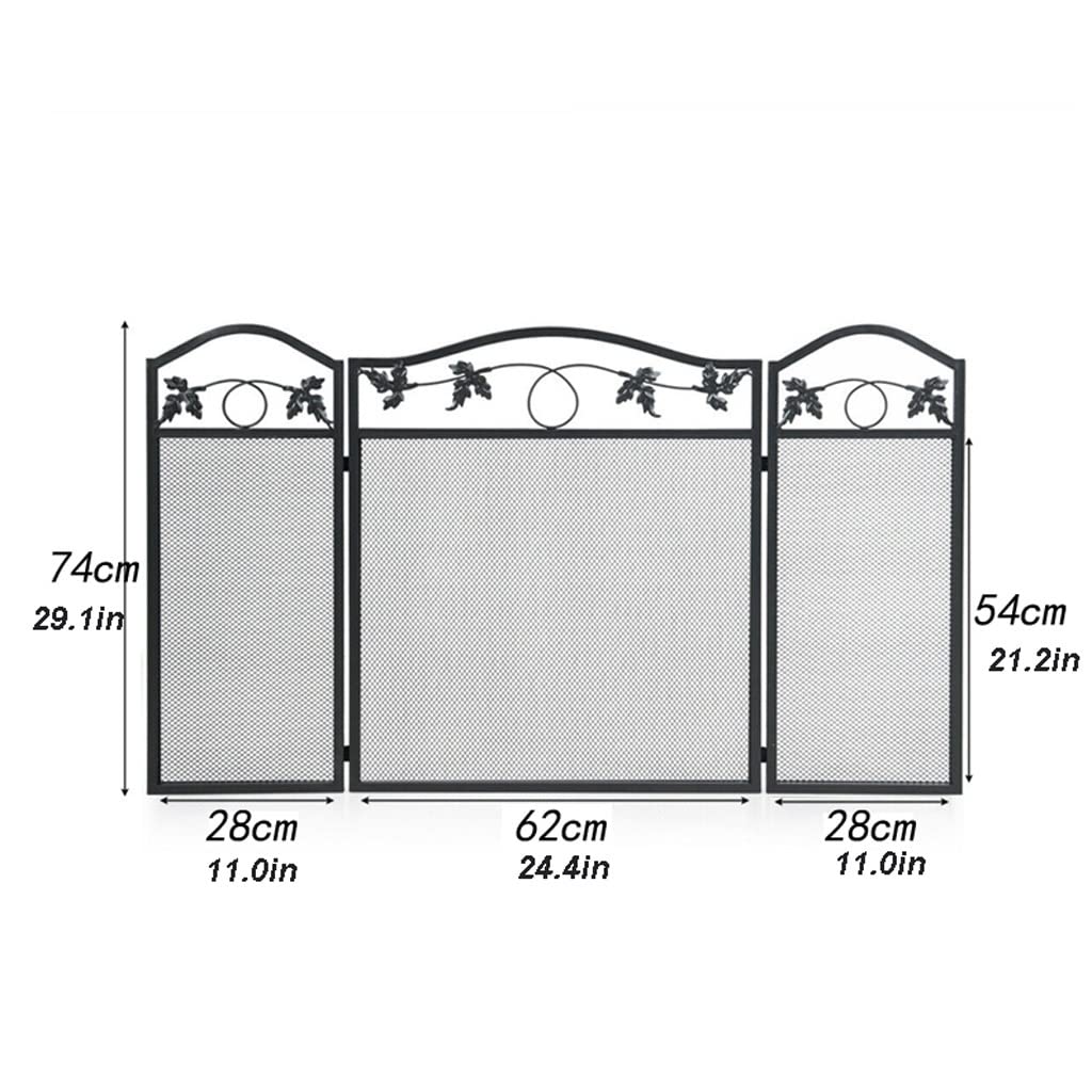 Schermi per Caminetti di Guardia Pannello camino schermo in ferro foglia foglia foglia camino tri-fold schermo partition casa forno forno decorazione Accessori per Caminetti in Rete Decorativa