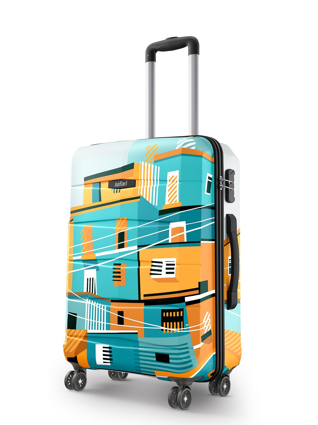 safari Oasis Neo Trolley Bag Medium Size, 65 cms Printed Hard Side Travel Bag for Men and Women, 8 Wheel Luggage Suitcase for Travelling-picture-13