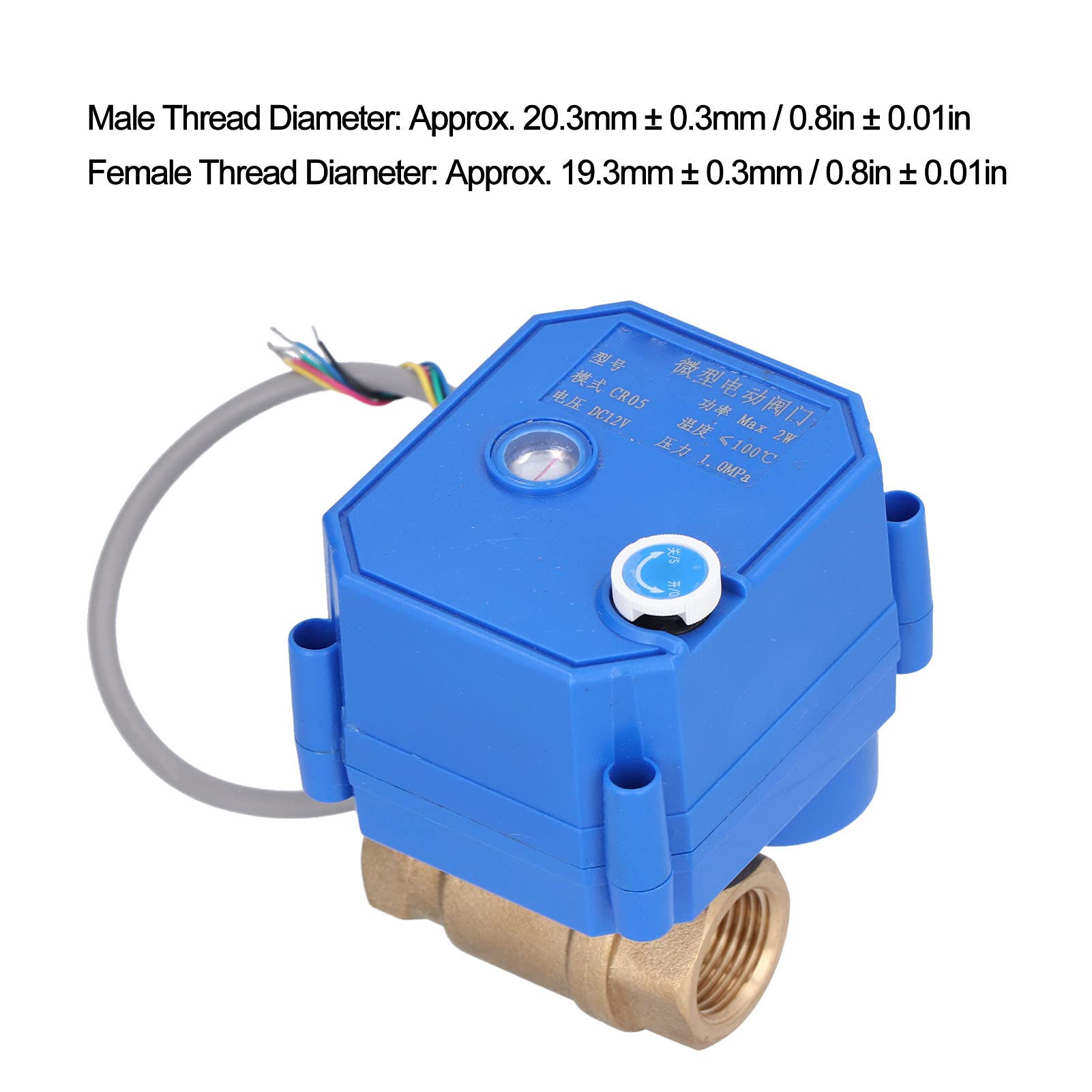 Valvola del Solenoide, Acqua Automatica di Spegnimento Acqua Smart Acqua Speguita Valvola Mini Ottone Motorizzato a 5 Filo DC12 V Attraverso l'interruttore Indicazione Valvola a Sfera Elettrica BSP