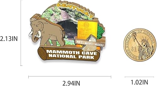 Miniatura 3 de Imán del parque nacional de la cueva del mamut de los E.E.U.U. Imán de nevera 3D de madera Monumentos de viaje coleccionables, decoración hecha a
